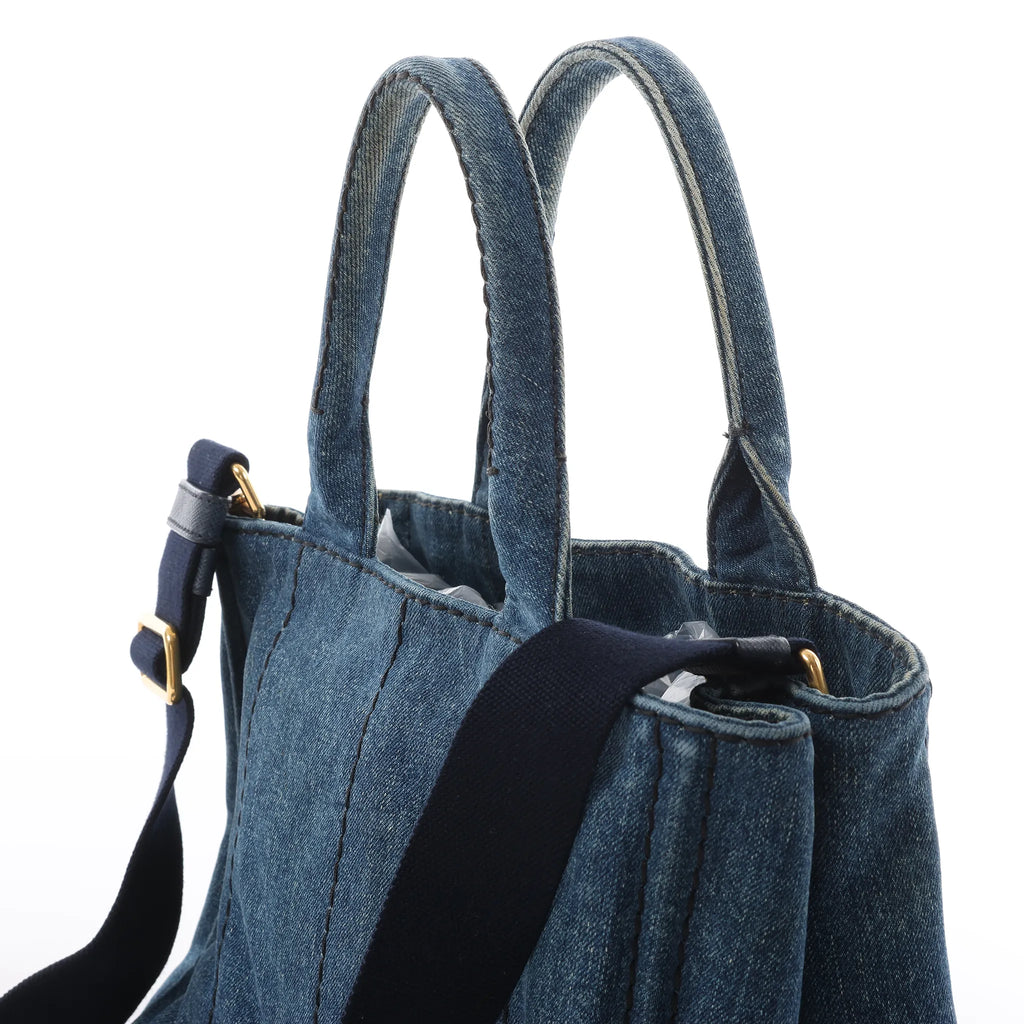 Prada Canapa Denim 2Way Handbag in Blue