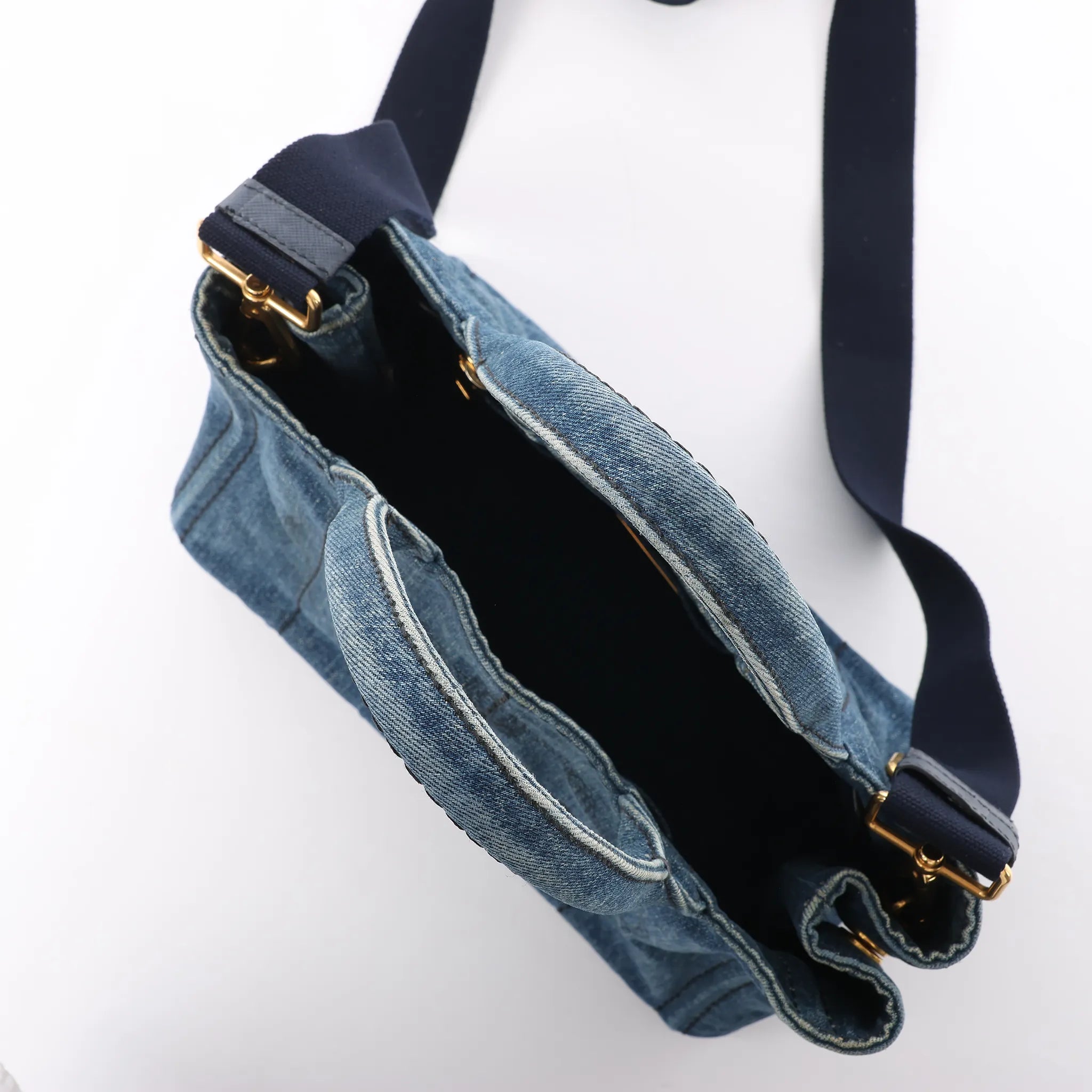 Prada Canapa Denim 2Way Handbag in Blue