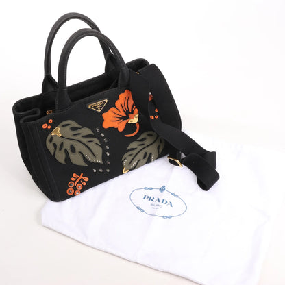 Prada Canapa Hawaii 2Way Handbag in Black x Orange