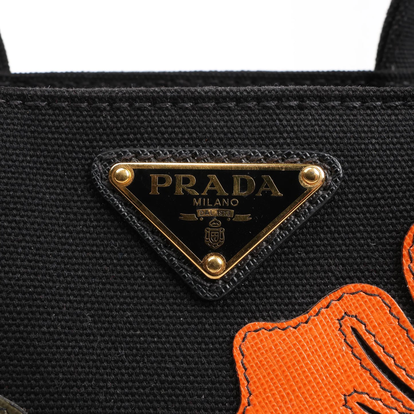 Prada Canapa Hawaii 2Way Handbag in Black x Orange