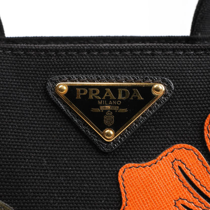 Prada Canapa Hawaii 2Way Handbag in Black x Orange