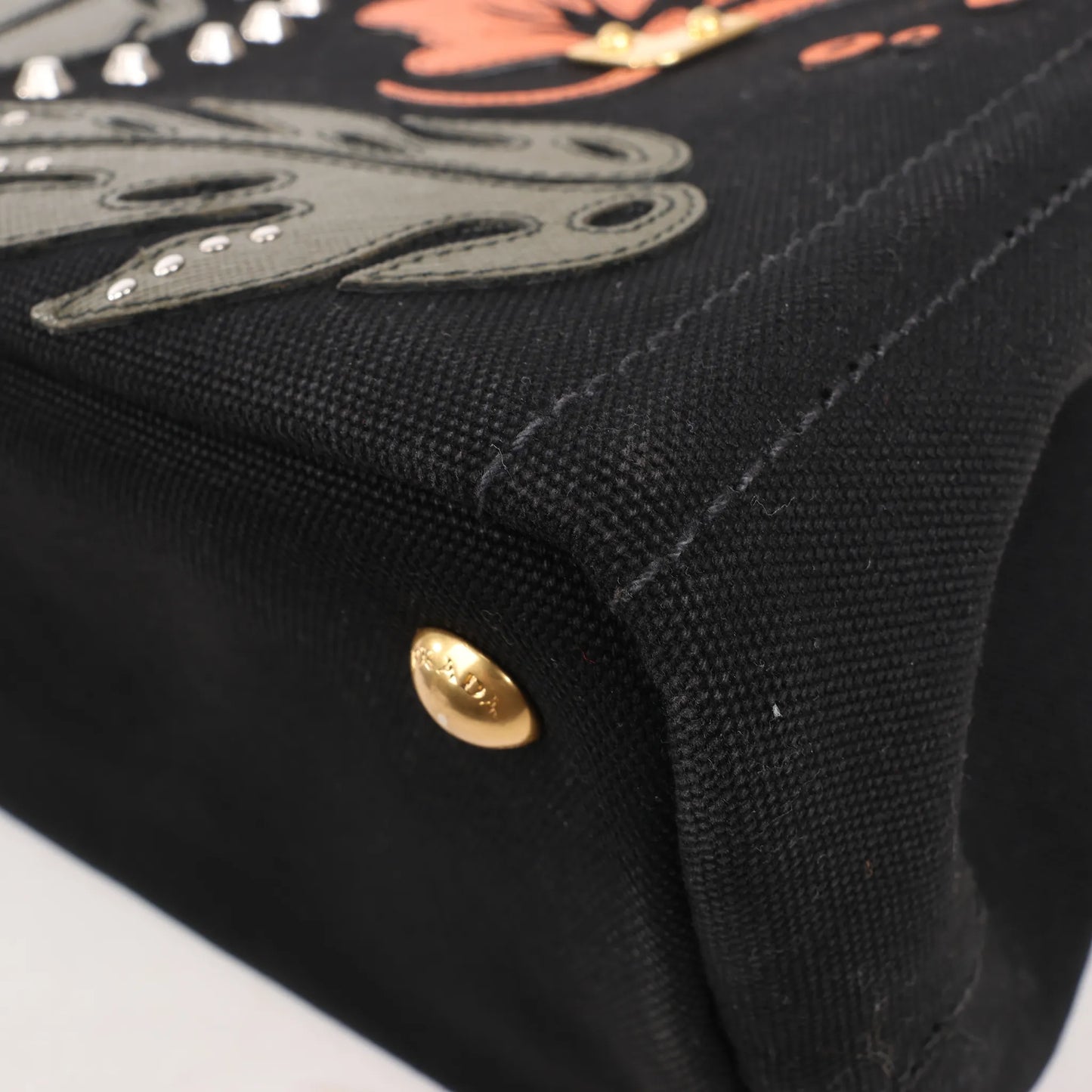 Prada Canapa Hawaii 2Way Handbag in Black x Orange