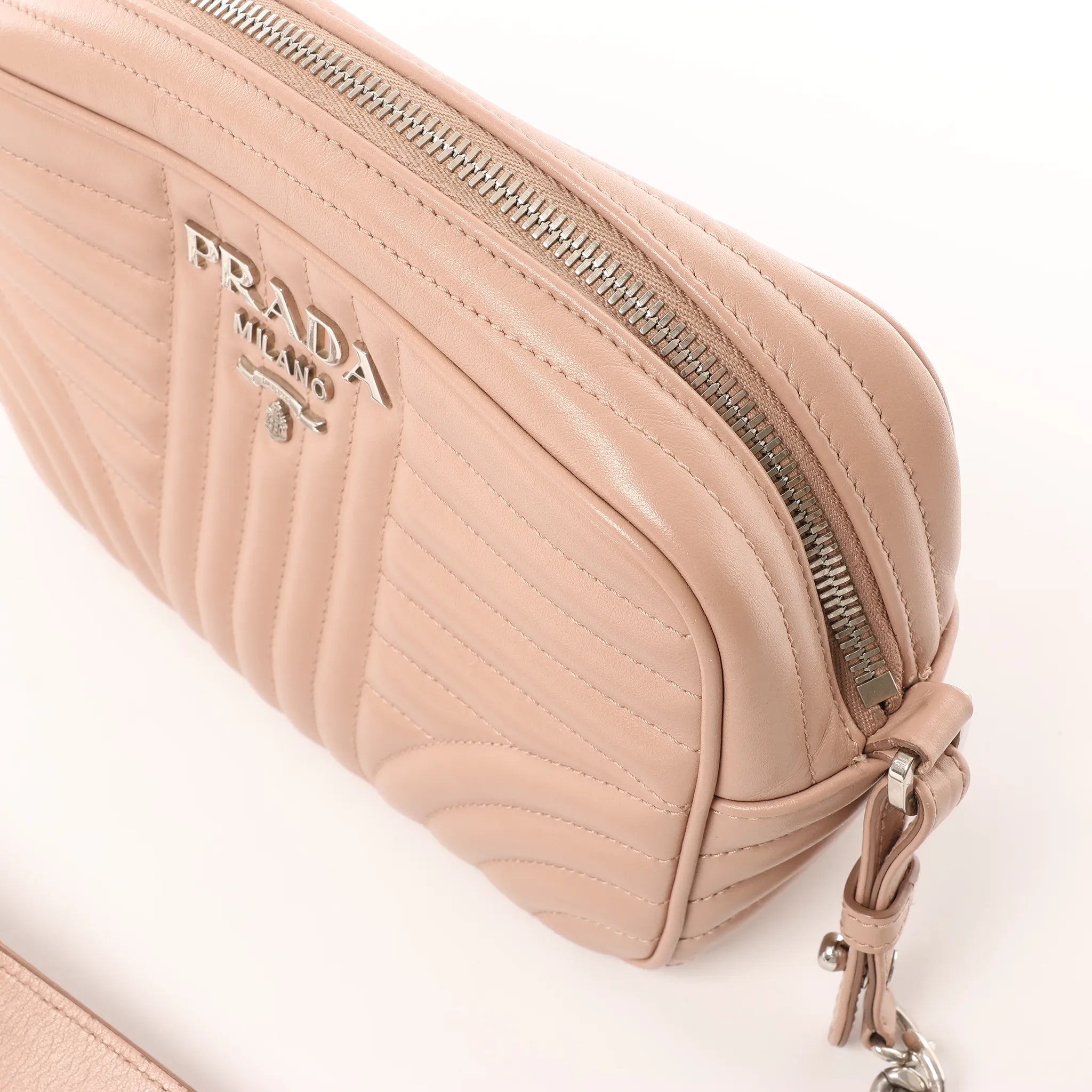 Prada Diagram Leather Chain Crossbody Bag in Pink 1BH083