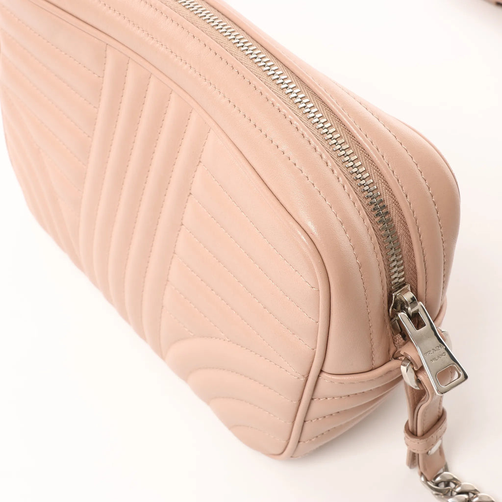 Prada Diagram Leather Chain Crossbody Bag in Pink 1BH083