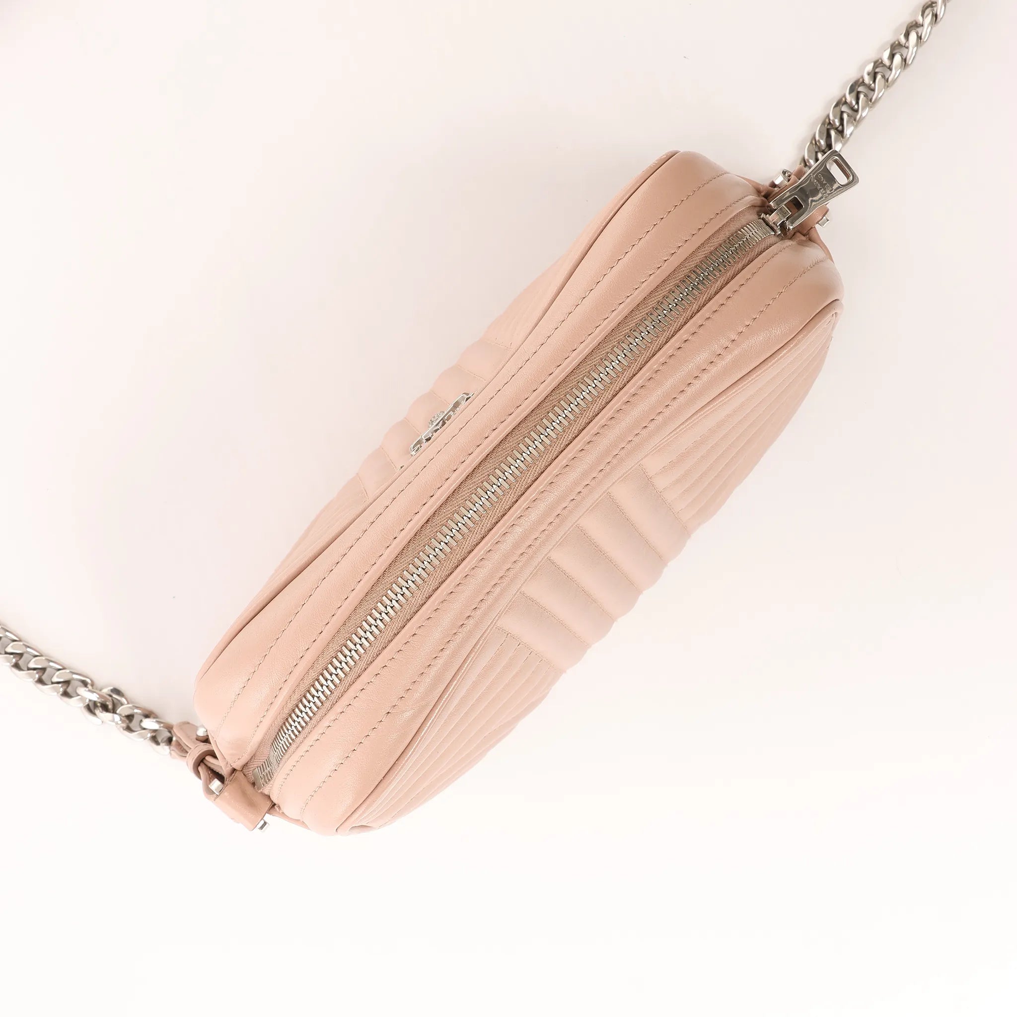 Prada Diagram Leather Chain Crossbody Bag in Pink 1BH083
