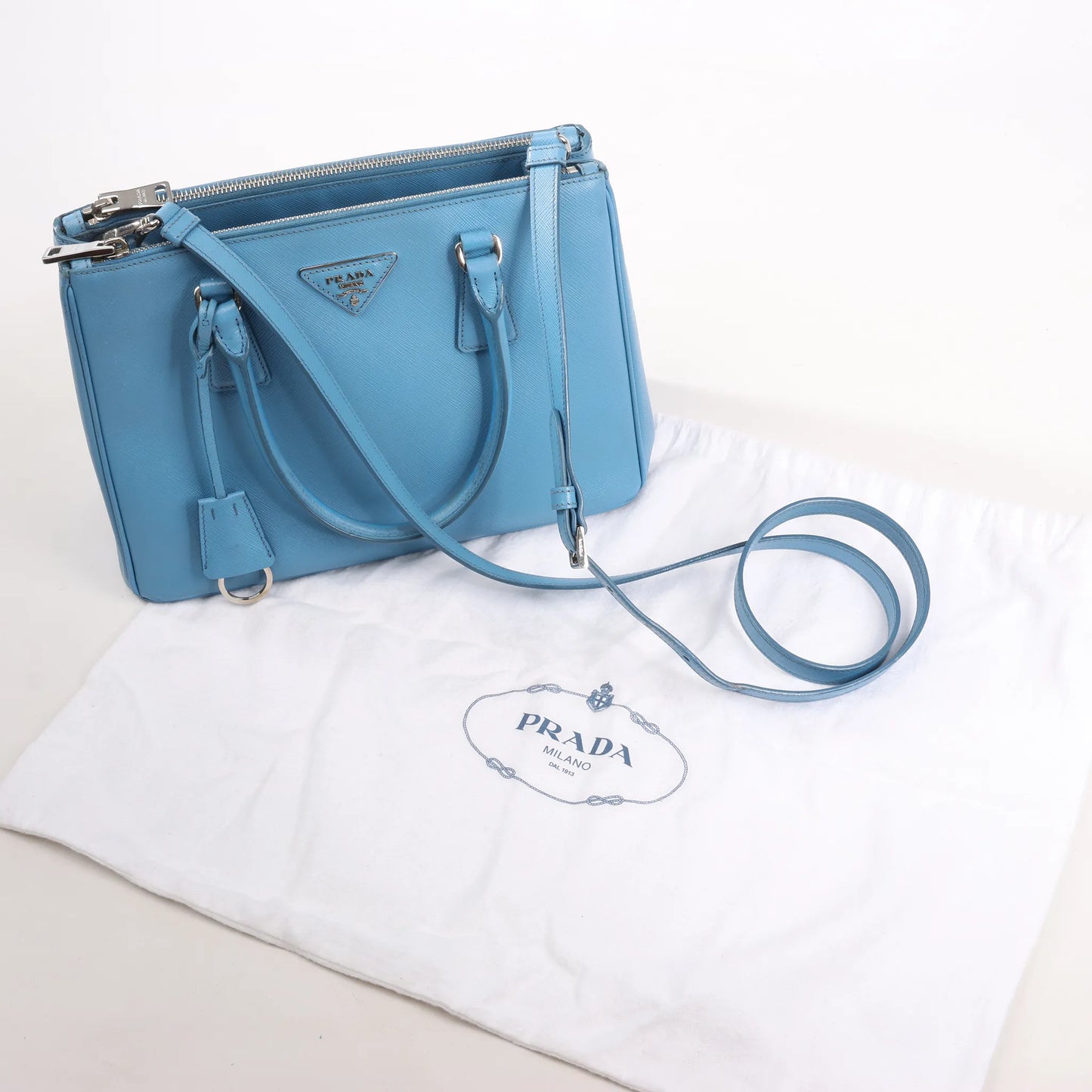Prada Galleria Saffiano Lux Leather 2Way Handbag in Blue