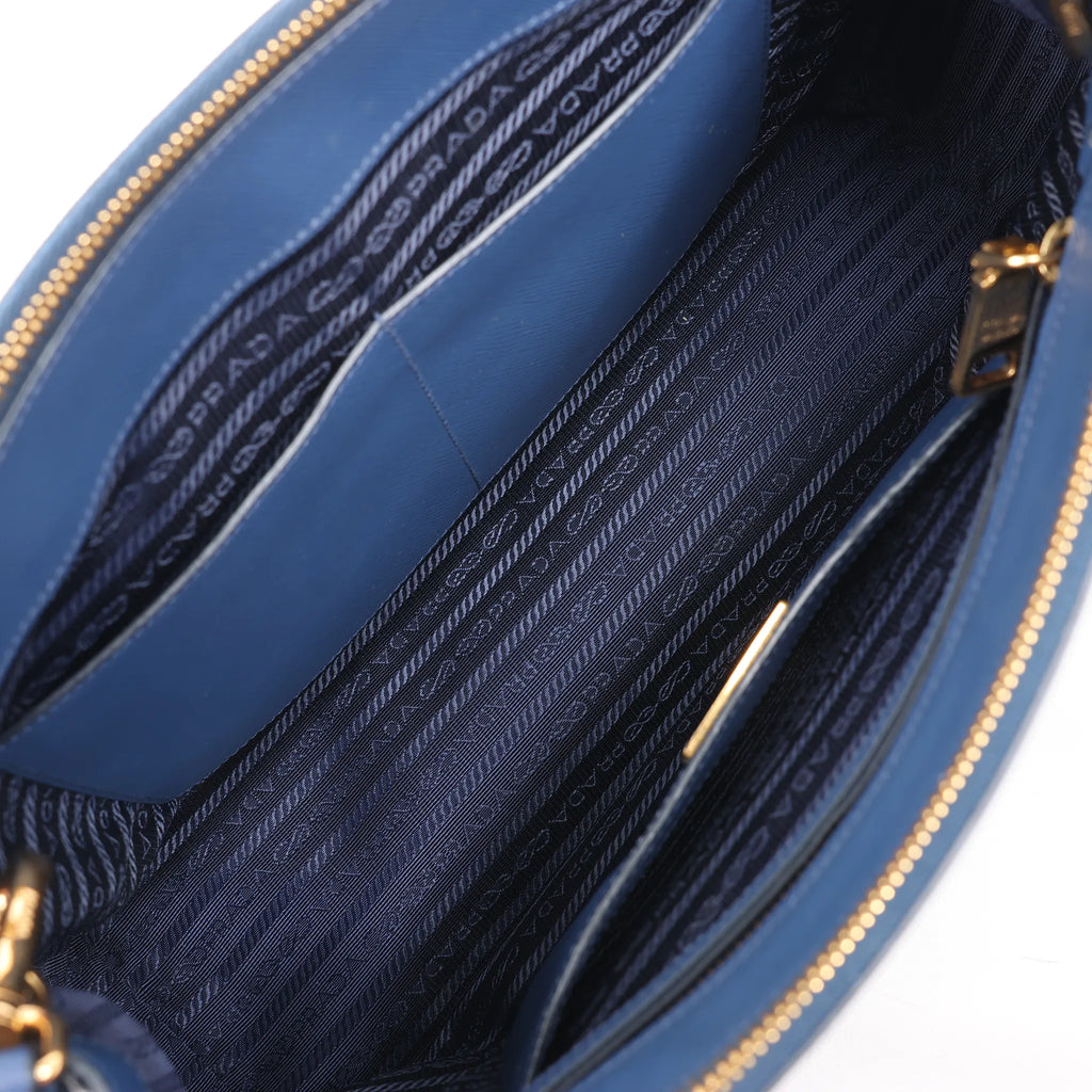 Prada Galleria Saffiano Lux Leather 2Way Handbag in Navy Blue 1BA274