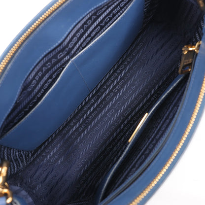 Sac à main Prada Galleria Saffiano Lux en cuir bleu marine, 2 en 1, référence 1BA274