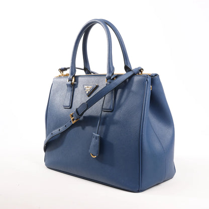 Sac à main Prada Galleria Saffiano Lux en cuir bleu marine, 2 en 1, référence 1BA274