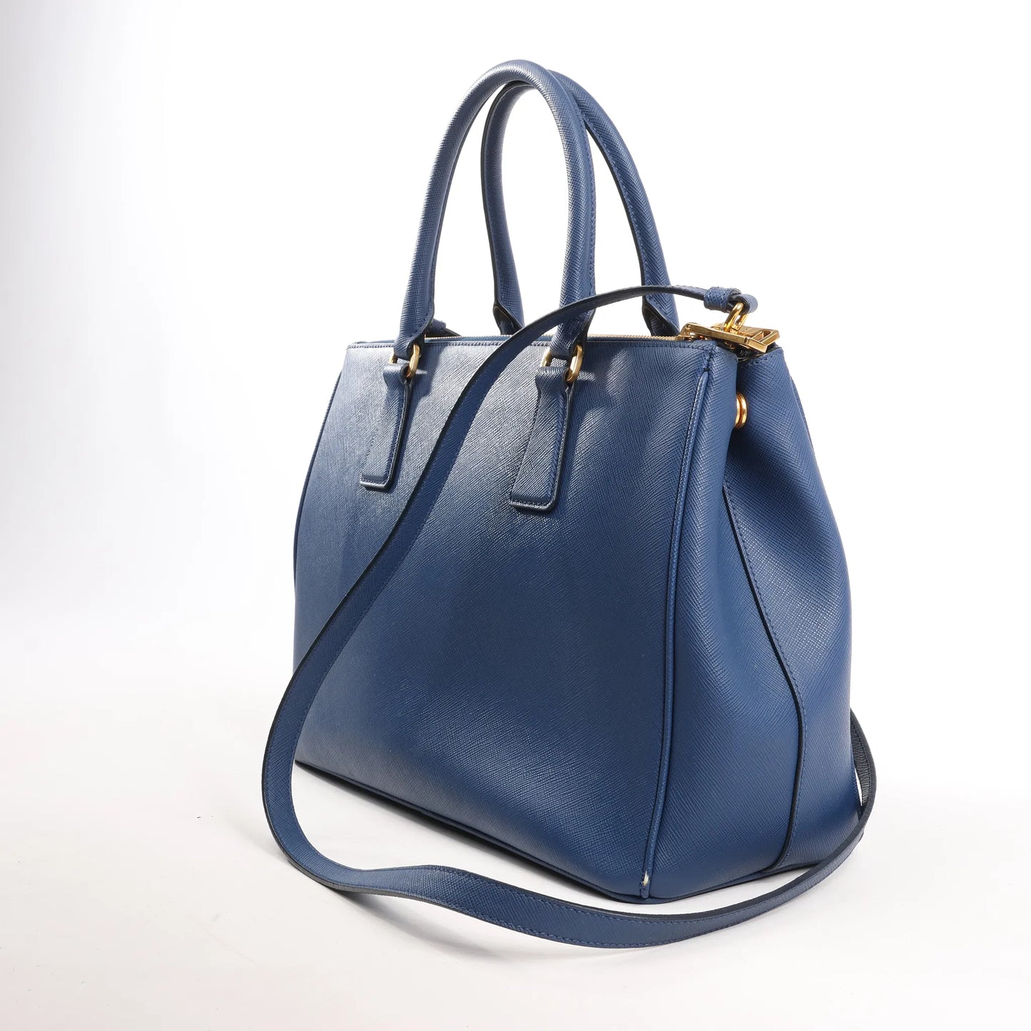 Sac à main Prada Galleria Saffiano Lux en cuir bleu marine, 2 en 1, référence 1BA274