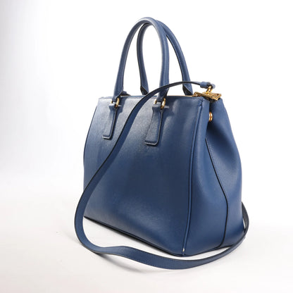 Sac à main Prada Galleria Saffiano Lux en cuir bleu marine, 2 en 1, référence 1BA274