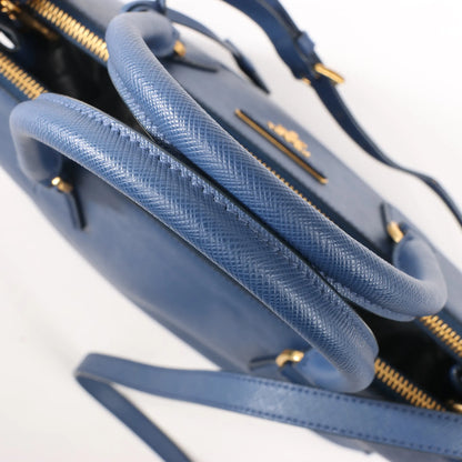 Sac à main Prada Galleria Saffiano Lux en cuir bleu marine, 2 en 1, référence 1BA274