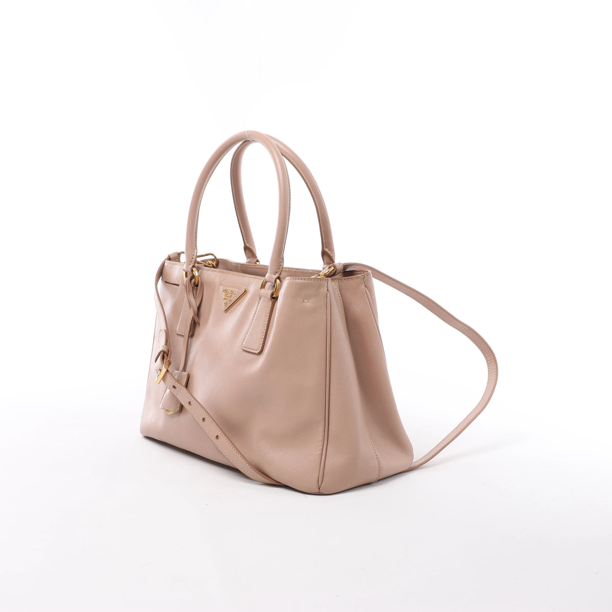 Prada Galleria Saffiano Leather 2Way Handbag in Beige