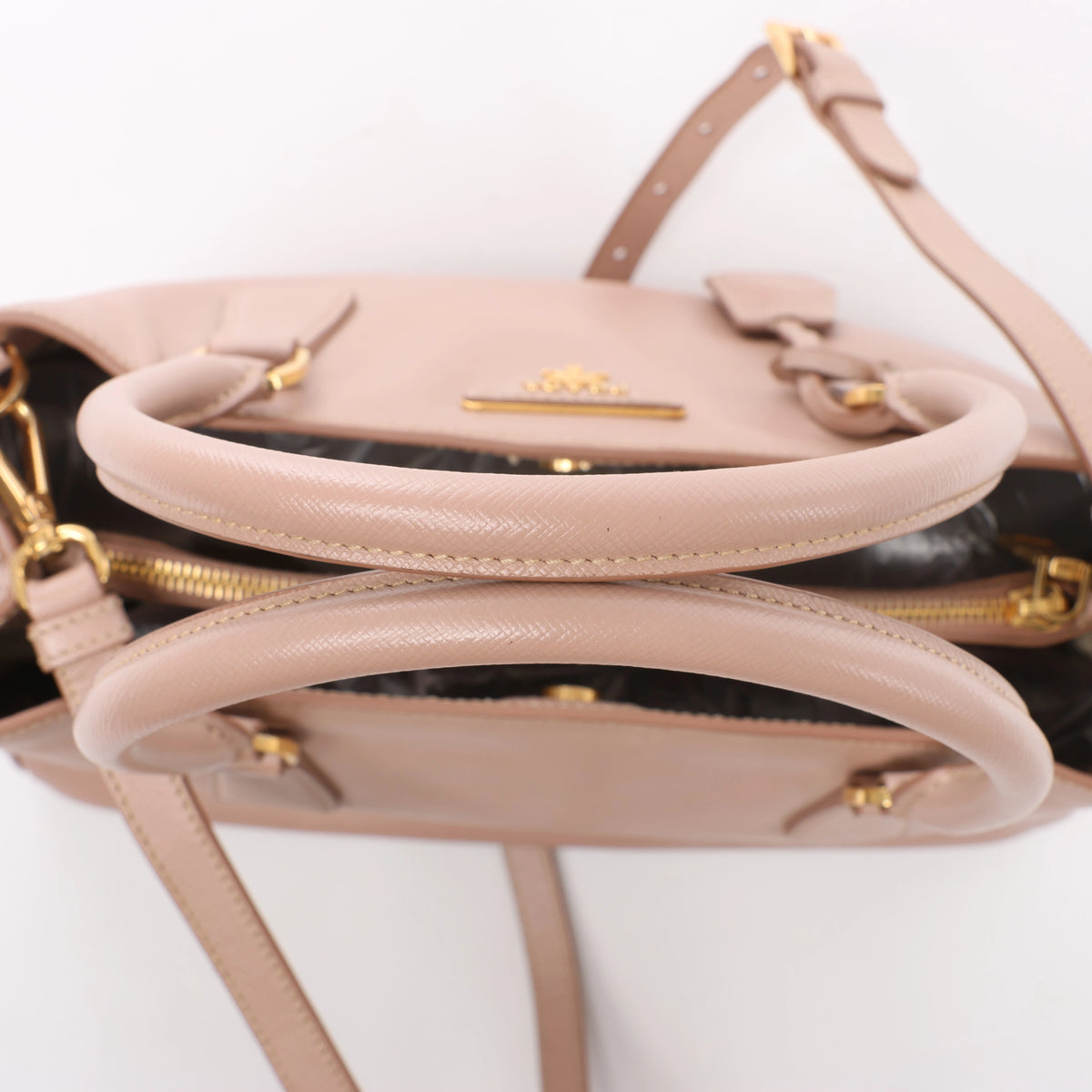 Prada Galleria Saffiano Leather 2Way Handbag in Beige