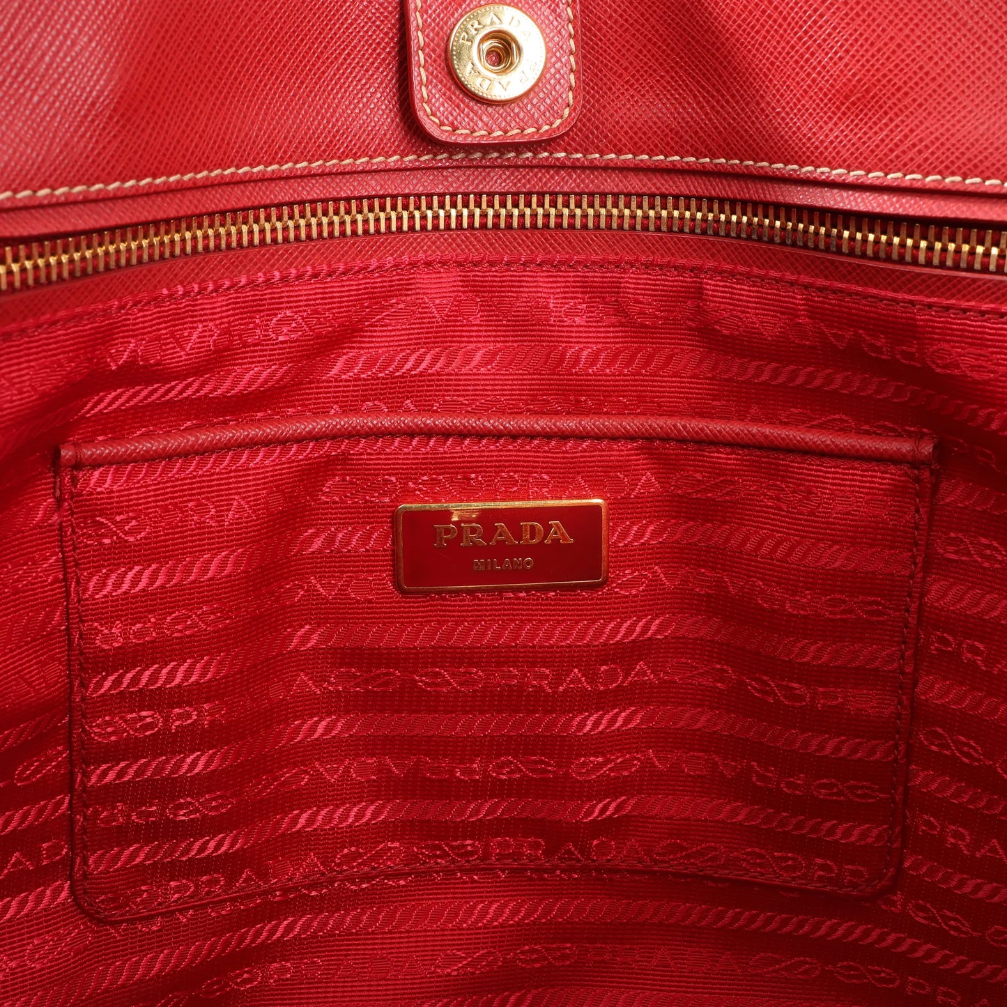 Prada Galleria Saffiano Lux Leather 2Way Handbag in Red x Orange