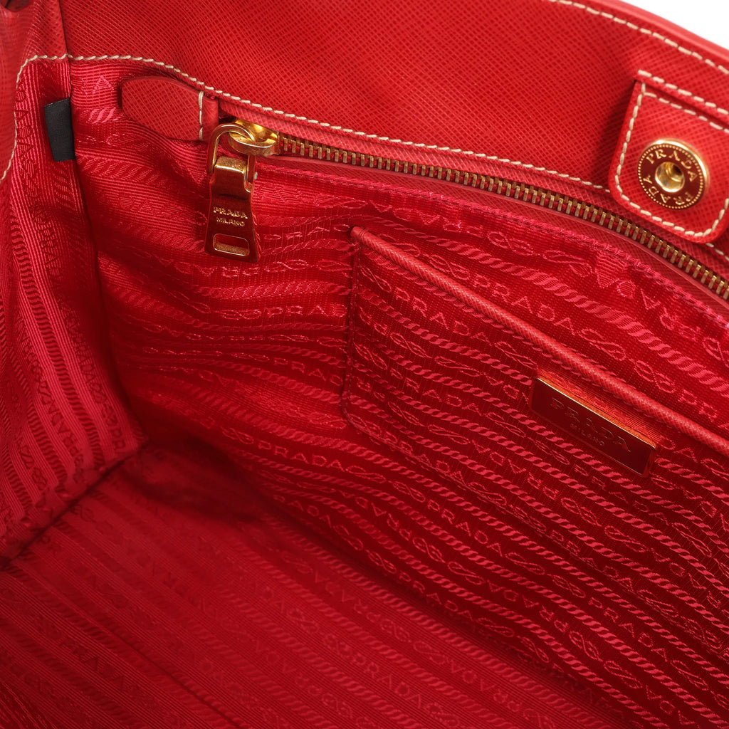 Prada Galleria Saffiano Lux Leather 2Way Handbag in Red x Orange