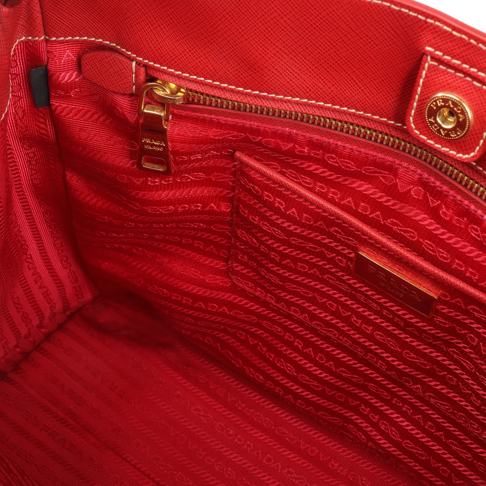 Prada Galleria Saffiano Lux Leather 2Way Handbag in Red x Orange