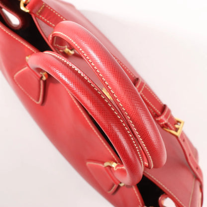 Prada Galleria Saffiano Lux Leather 2Way Handbag in Red x Orange