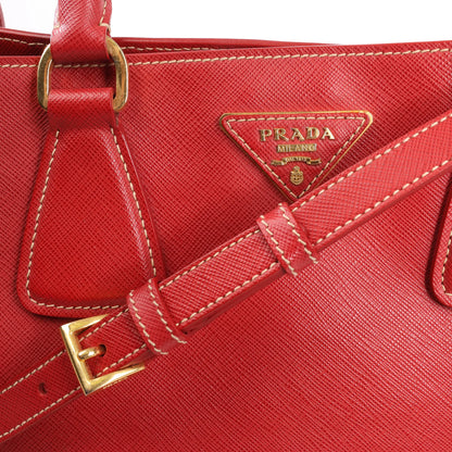 Prada Galleria Saffiano Lux Leather 2Way Handbag in Red x Orange