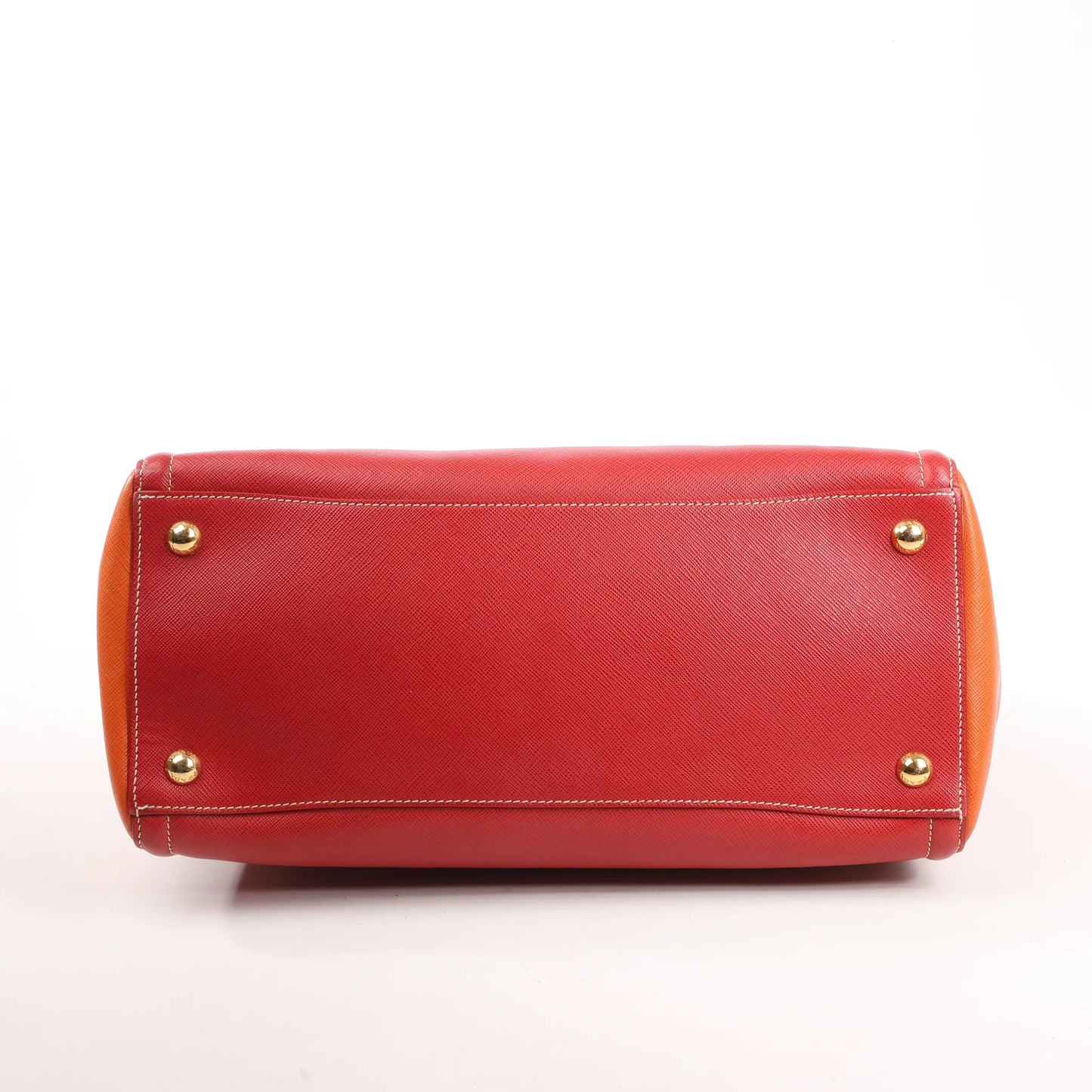 Prada Galleria Saffiano Lux Leather 2Way Handbag in Red x Orange