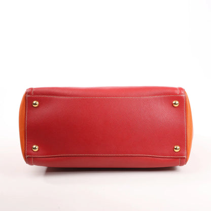 Prada Galleria Saffiano Lux Leather 2Way Handbag in Red x Orange