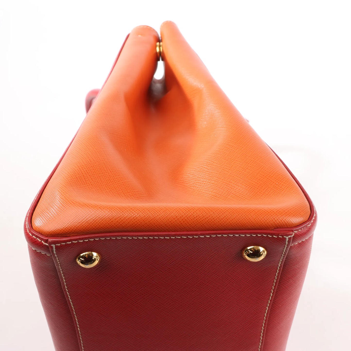Prada Galleria Saffiano Lux Leather 2Way Handbag in Red x Orange