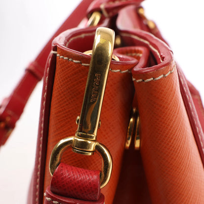 Prada Galleria Saffiano Lux Leather 2Way Handbag in Red x Orange