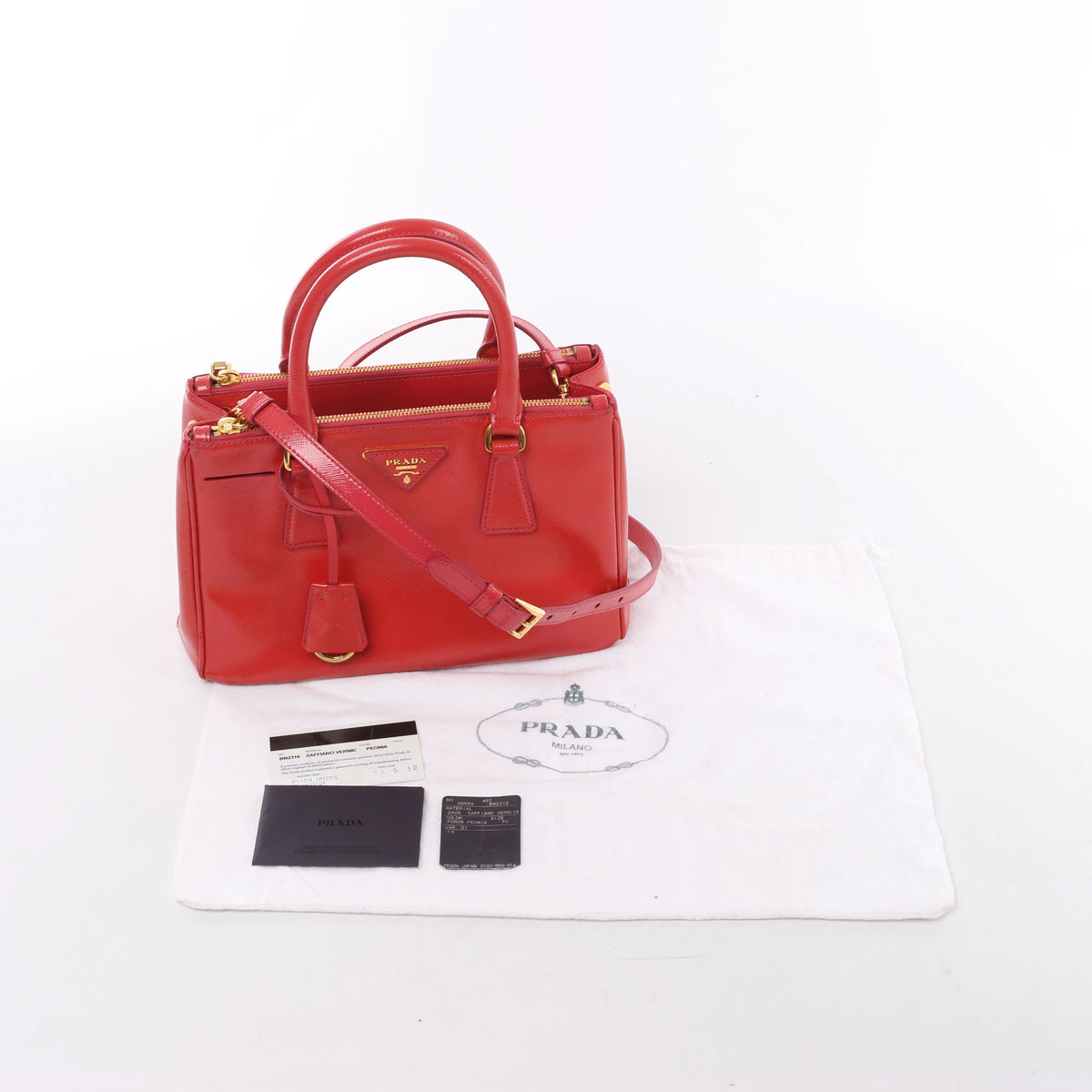 Prada Galleria Saffiano Lux Leather 2Way Handbag Red BN2316