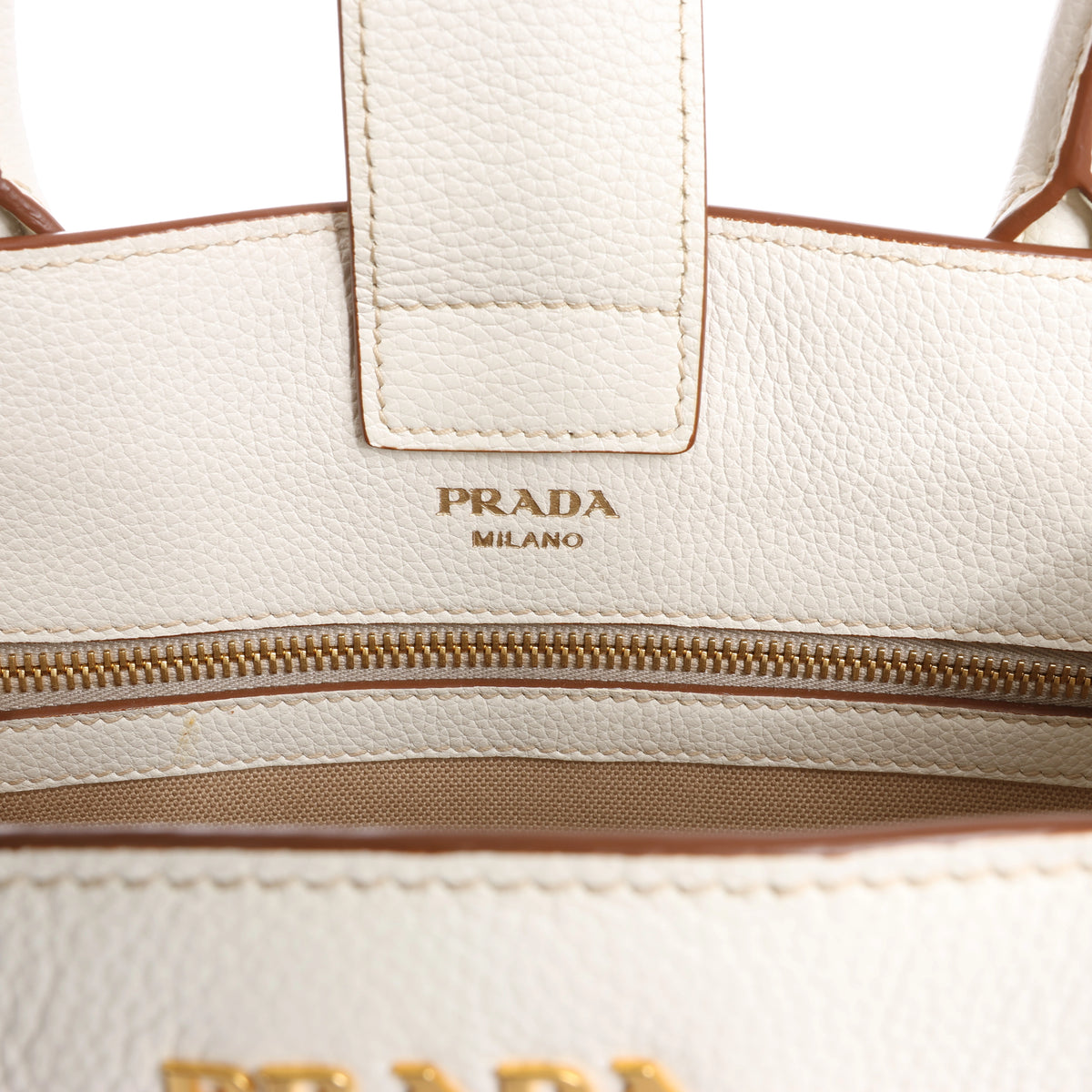Prada Bibliothèque Leather 2Way Shoulder Bag in White