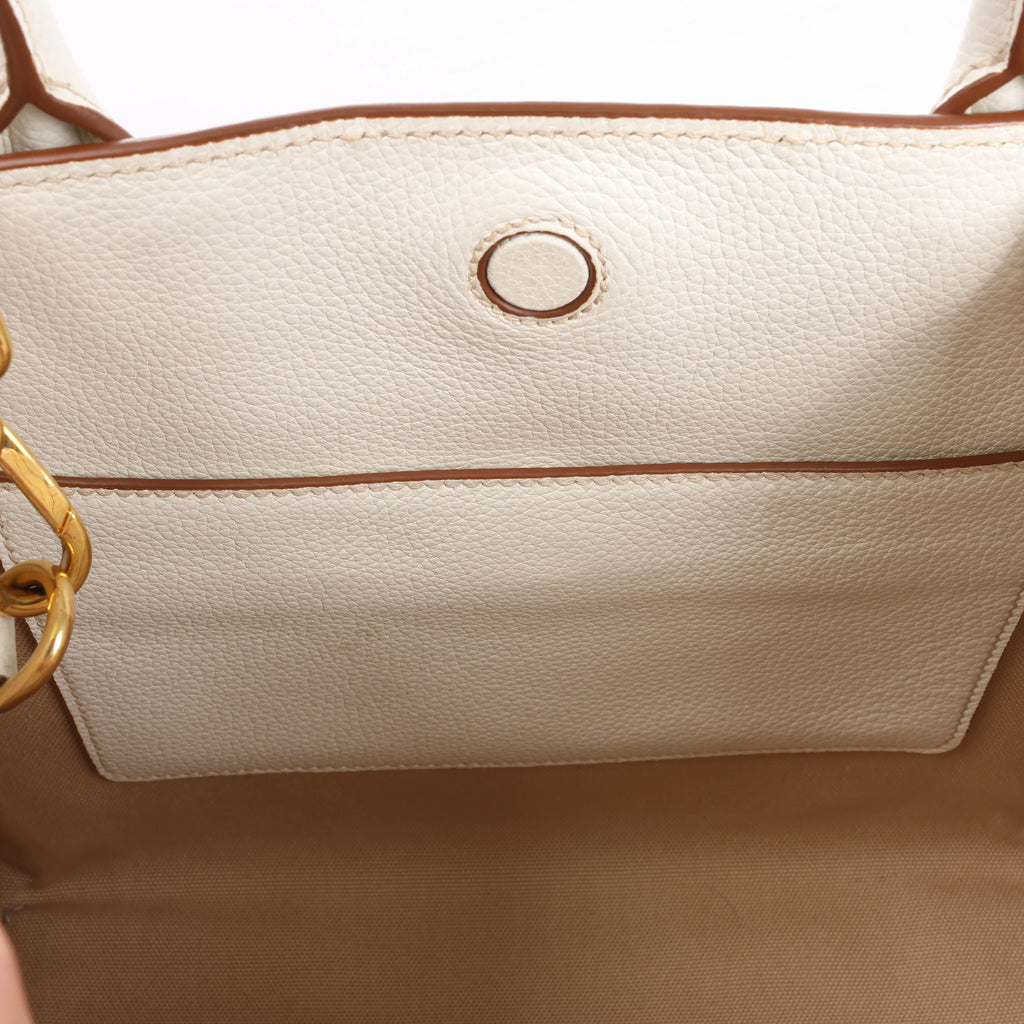 Prada Bibliothèque Leather 2Way Shoulder Bag in White