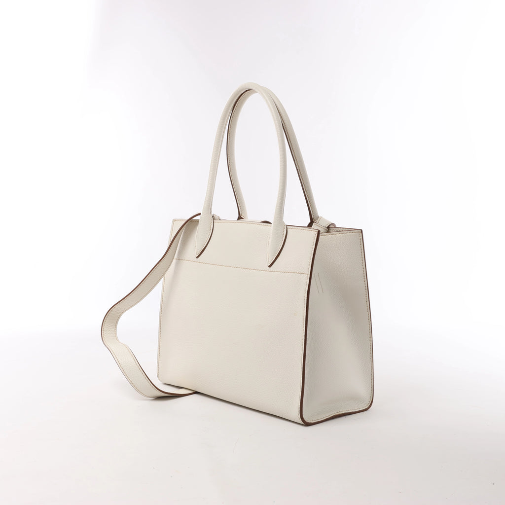 Prada Bibliothèque Leather 2Way Shoulder Bag in White