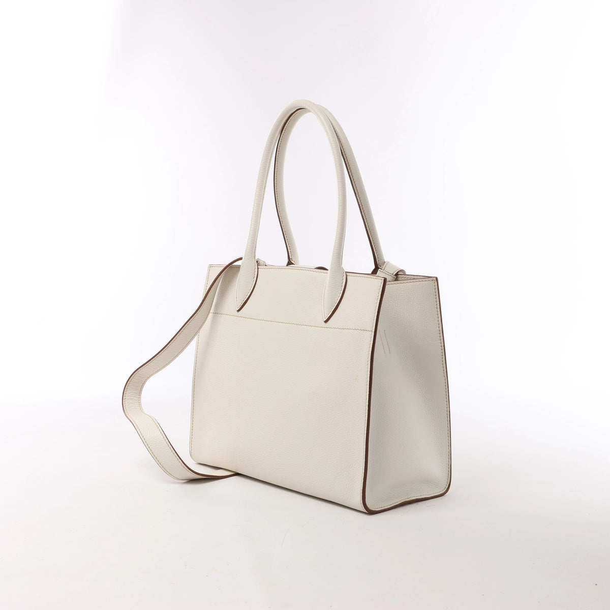 Prada Bibliothèque Leather 2Way Shoulder Bag in White