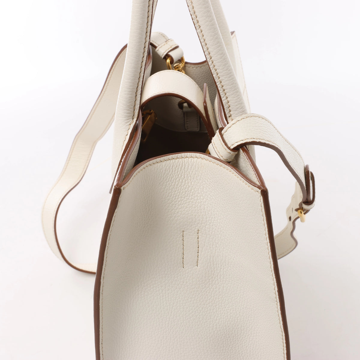 Prada Bibliothèque Leather 2Way Shoulder Bag in White