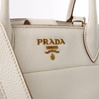 Prada Bibliothèque Leather 2Way Shoulder Bag in White