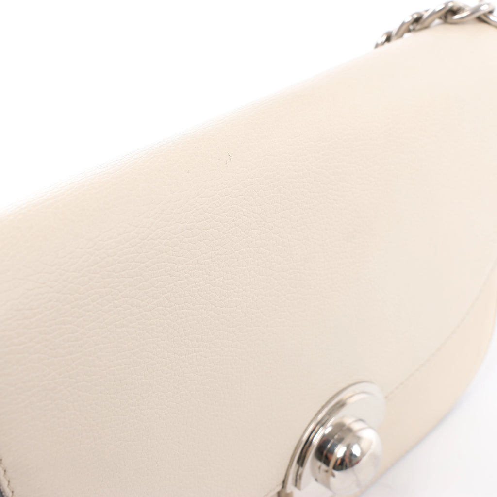 Prada Arcade Glace Leather Chain Crossbody Bag in White