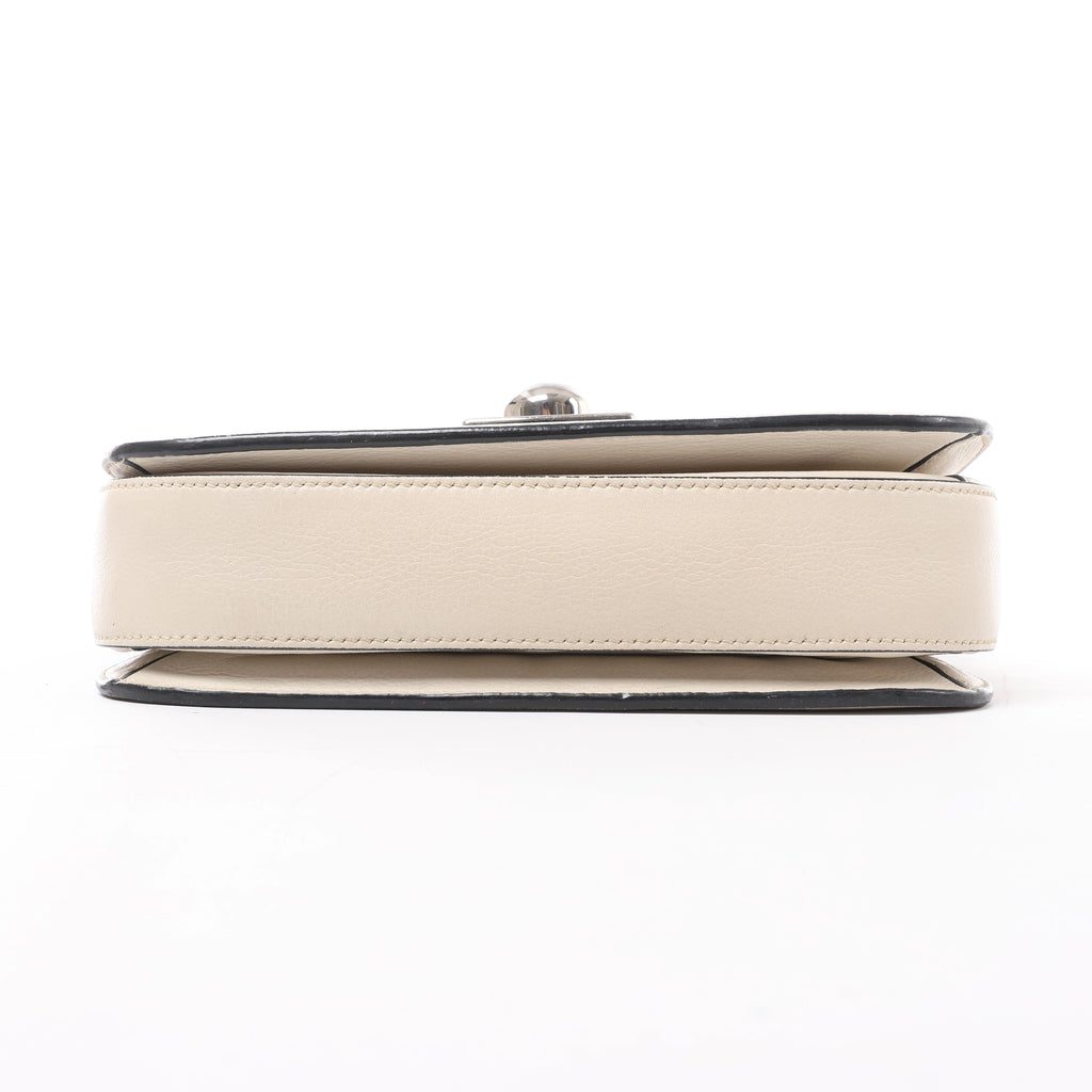 Prada Arcade Glace Leather Chain Crossbody Bag in White
