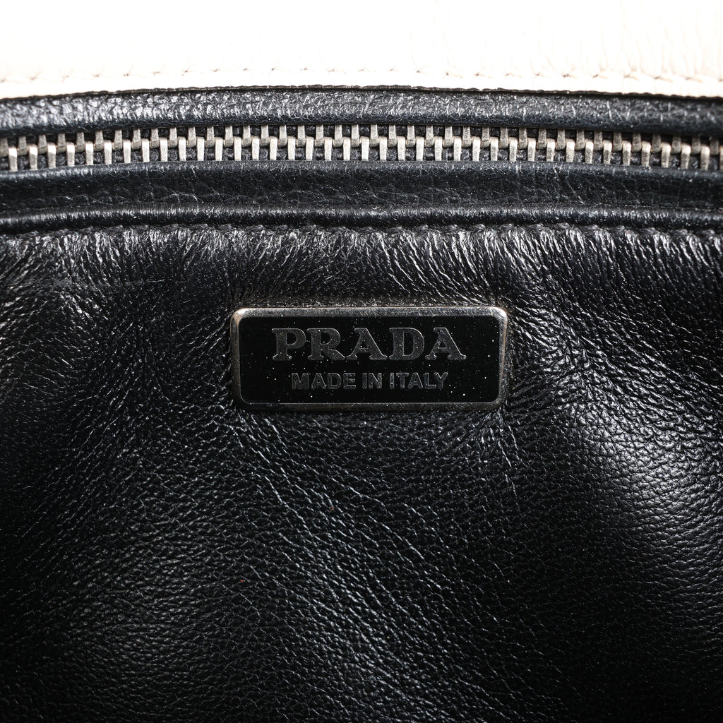 Prada Arcade Glace Leather Chain Crossbody Bag in White