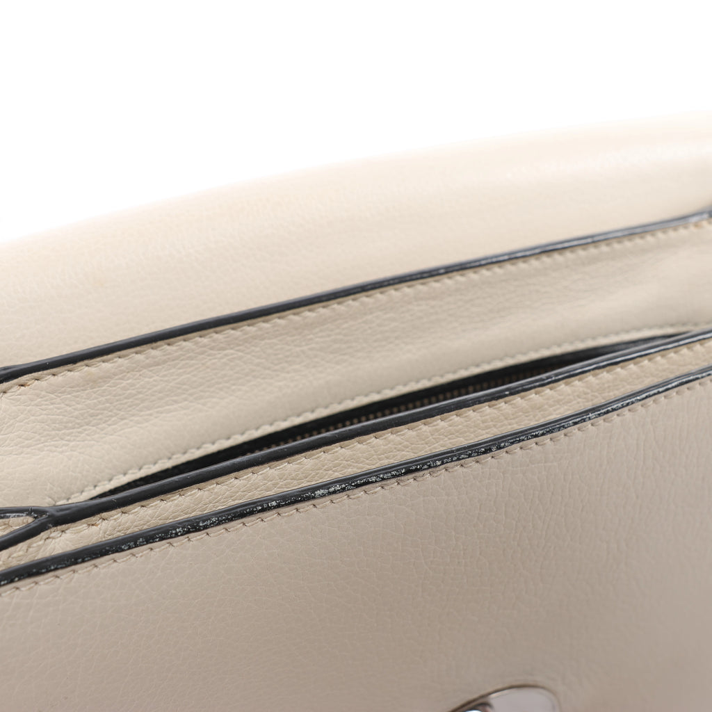 Prada Arcade Glace Leather Chain Crossbody Bag in White