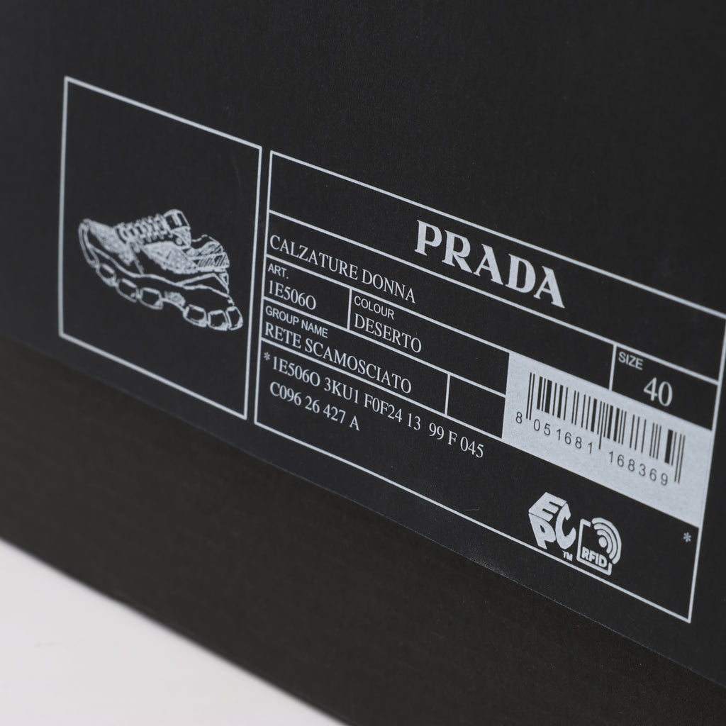 PRADA Mesh x Suede Sneakers in Beige, Size EU 40