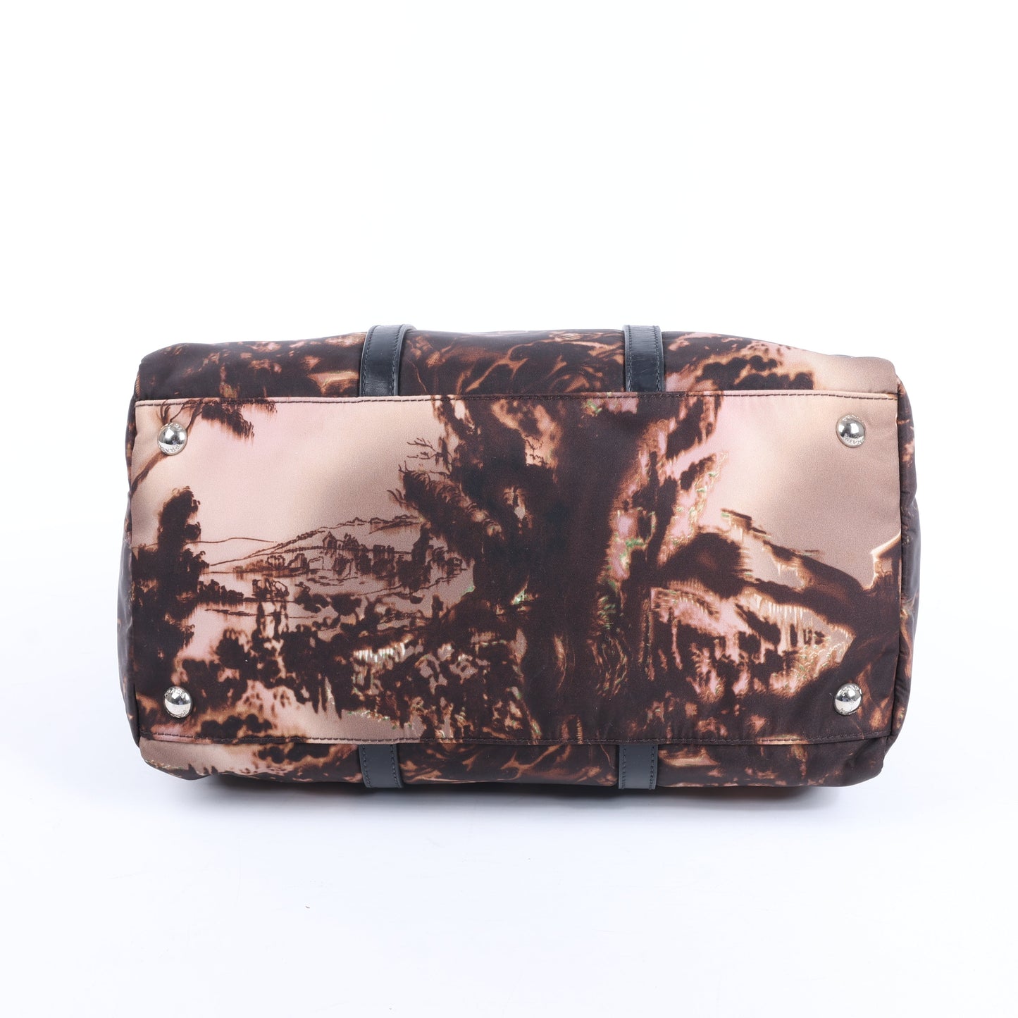 Prada Tessuto Stampato Nylon & Leather 2Way Handag in Black x Purple BL0922