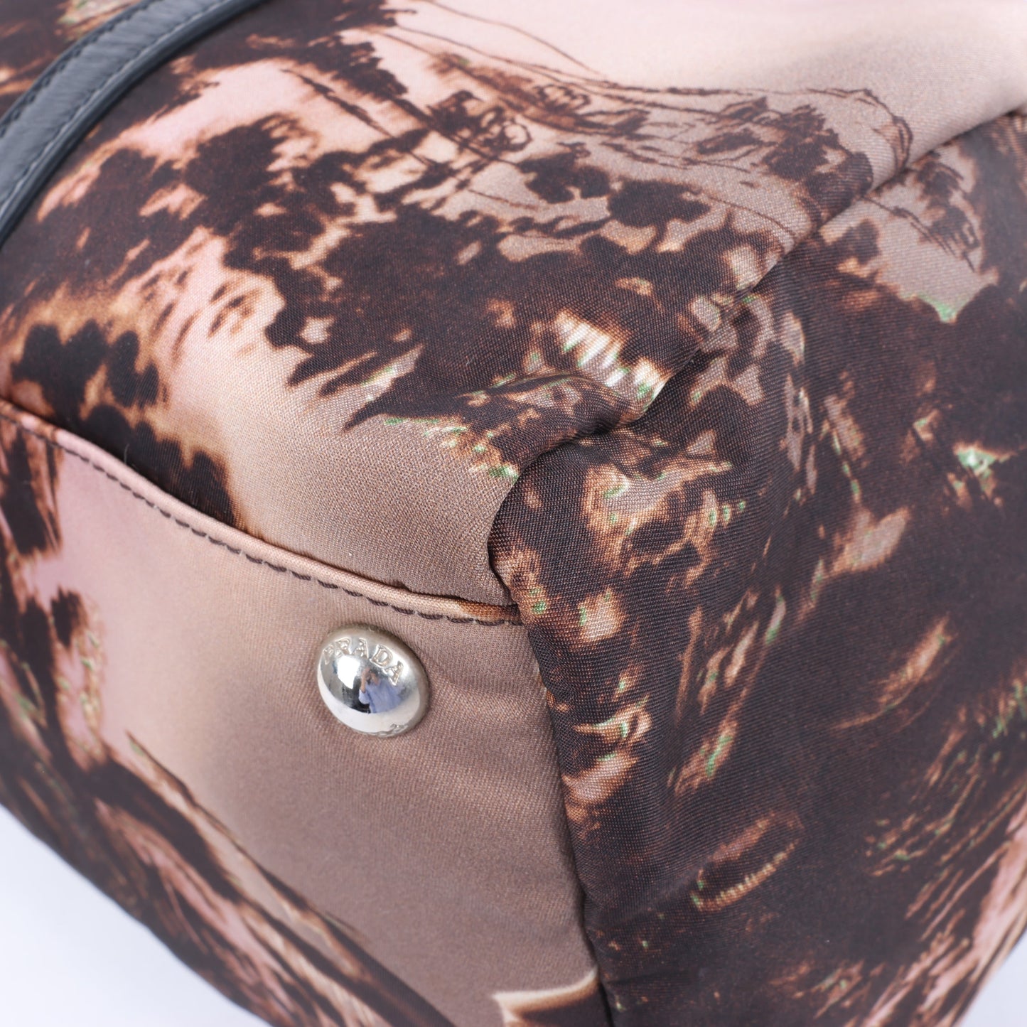 Prada Tessuto Stampato Nylon & Leather 2Way Handag in Black x Purple BL0922