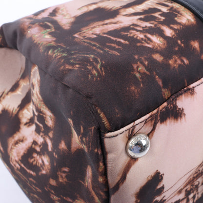 Prada Tessuto Stampato Nylon & Leather 2Way Handag in Black x Purple BL0922