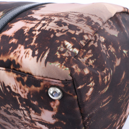 Prada Tessuto Stampato Nylon & Leather 2Way Handag in Black x Purple BL0922