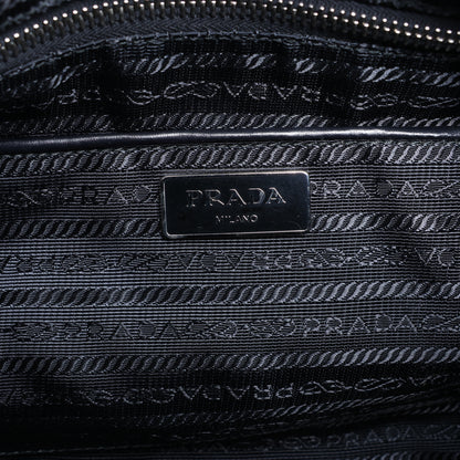 Prada Tessuto Stampato Nylon & Leather 2Way Handag in Black x Purple BL0922
