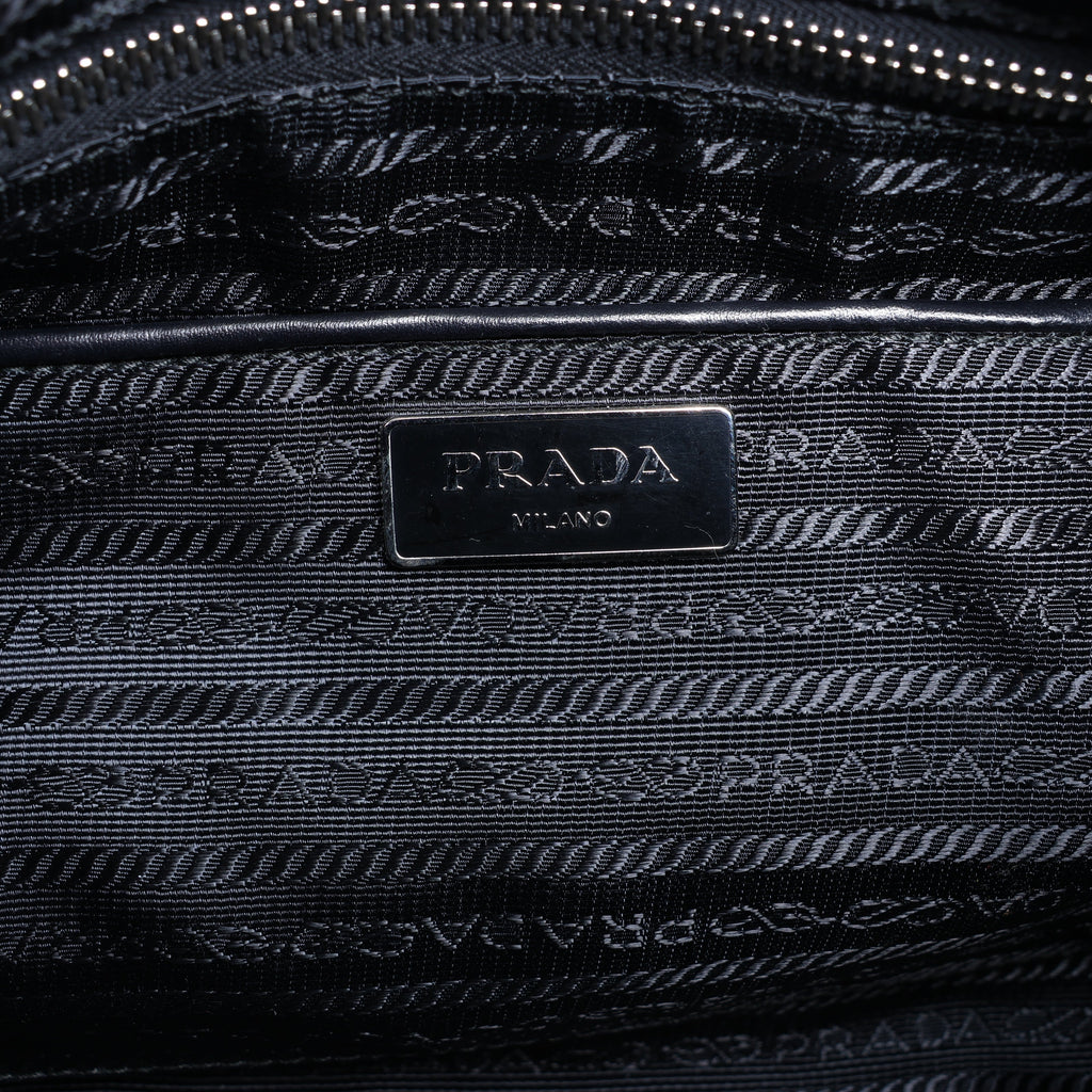 Prada Tessuto Stampato Nylon & Leather 2Way Handag in Black x Purple BL0922