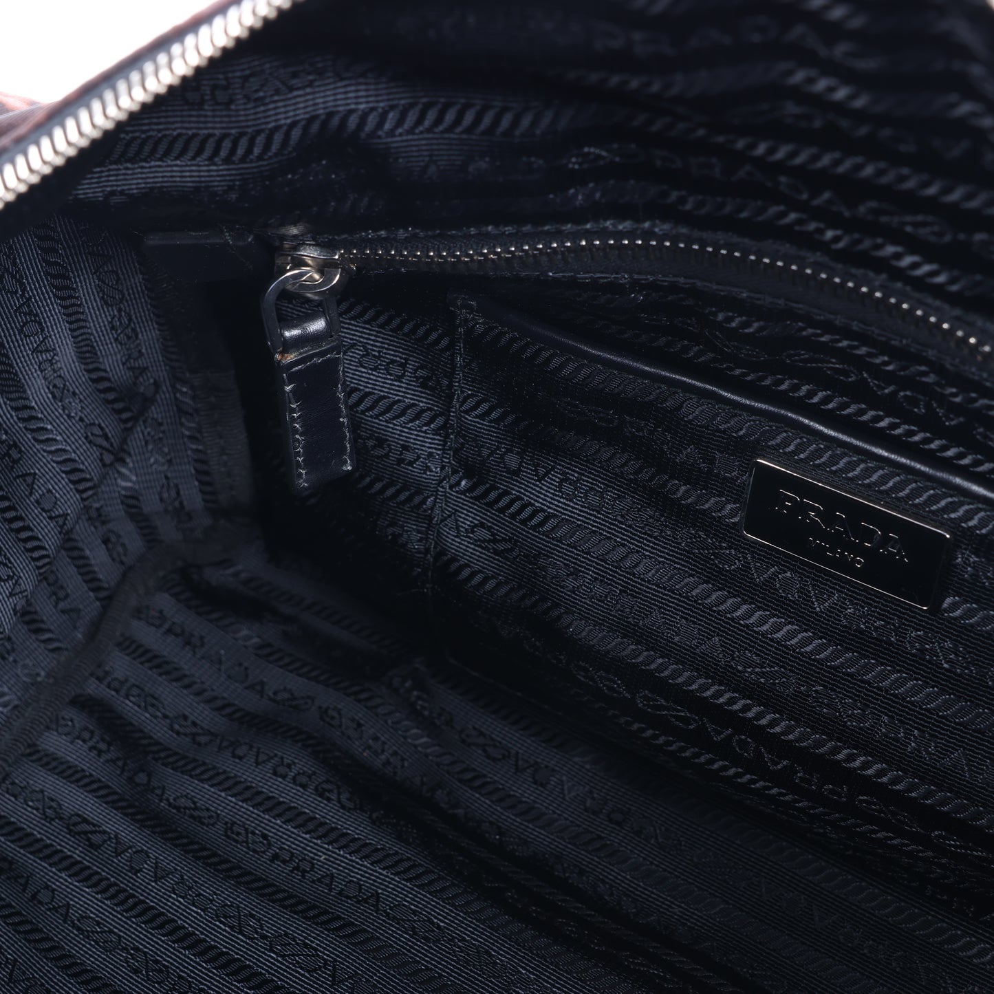 Prada Tessuto Stampato Nylon & Leather 2Way Handag in Black x Purple BL0922