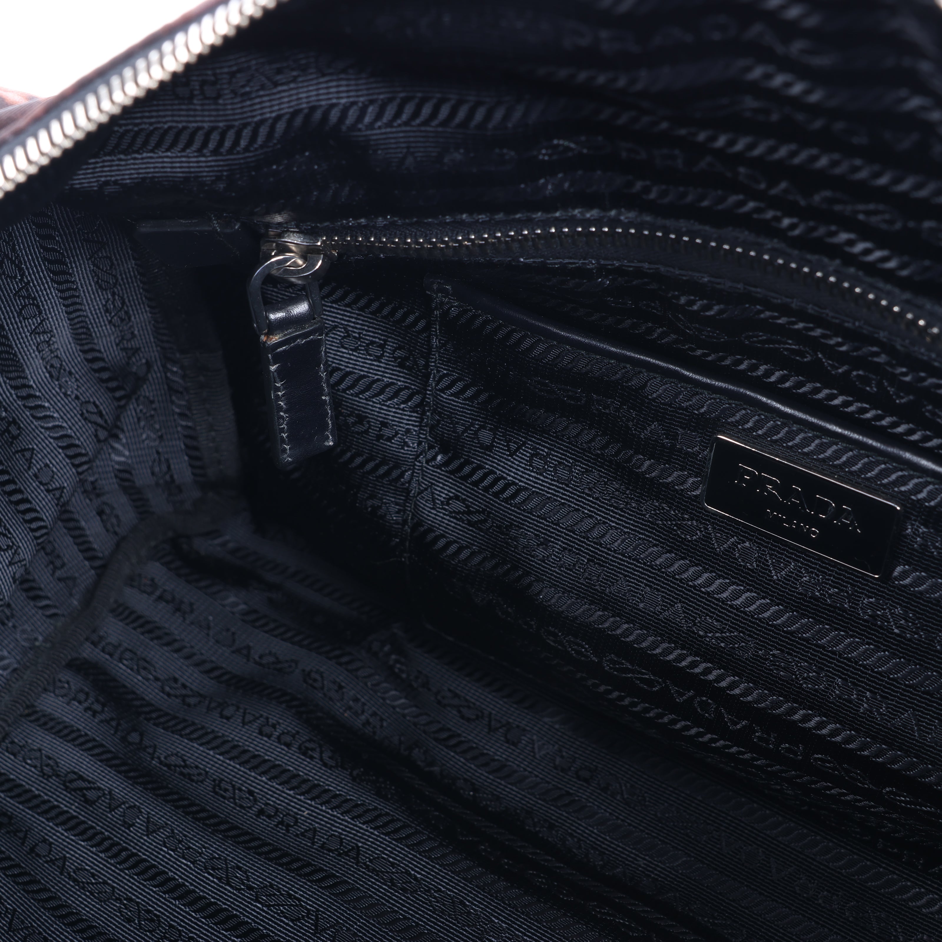 Prada Tessuto Stampato Nylon & Leather 2Way Handag in Black x Purple BL0922