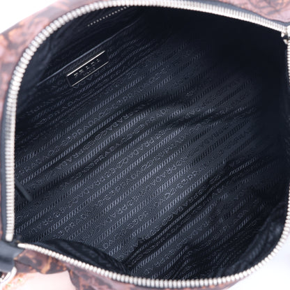 Prada Tessuto Stampato Nylon & Leather 2Way Handag in Black x Purple BL0922