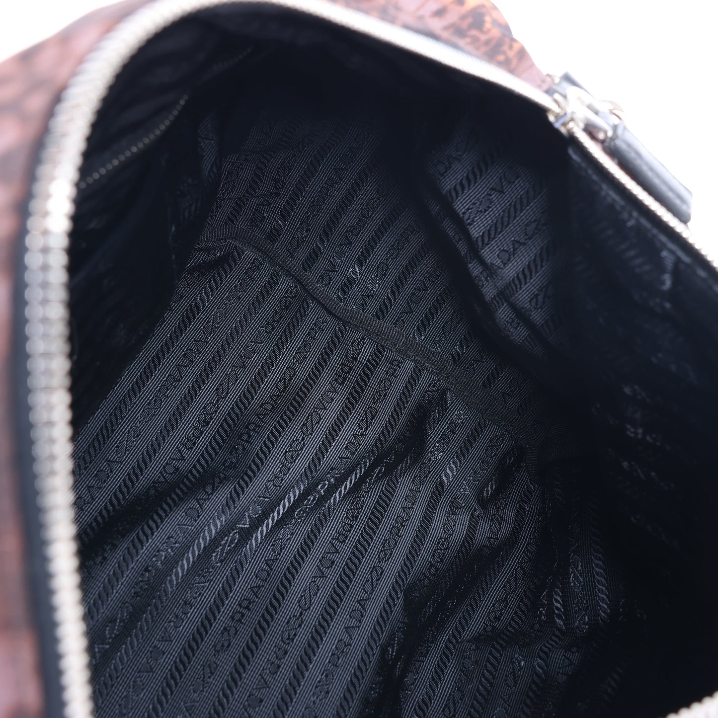 Prada Tessuto Stampato Nylon & Leather 2Way Handag in Black x Purple BL0922