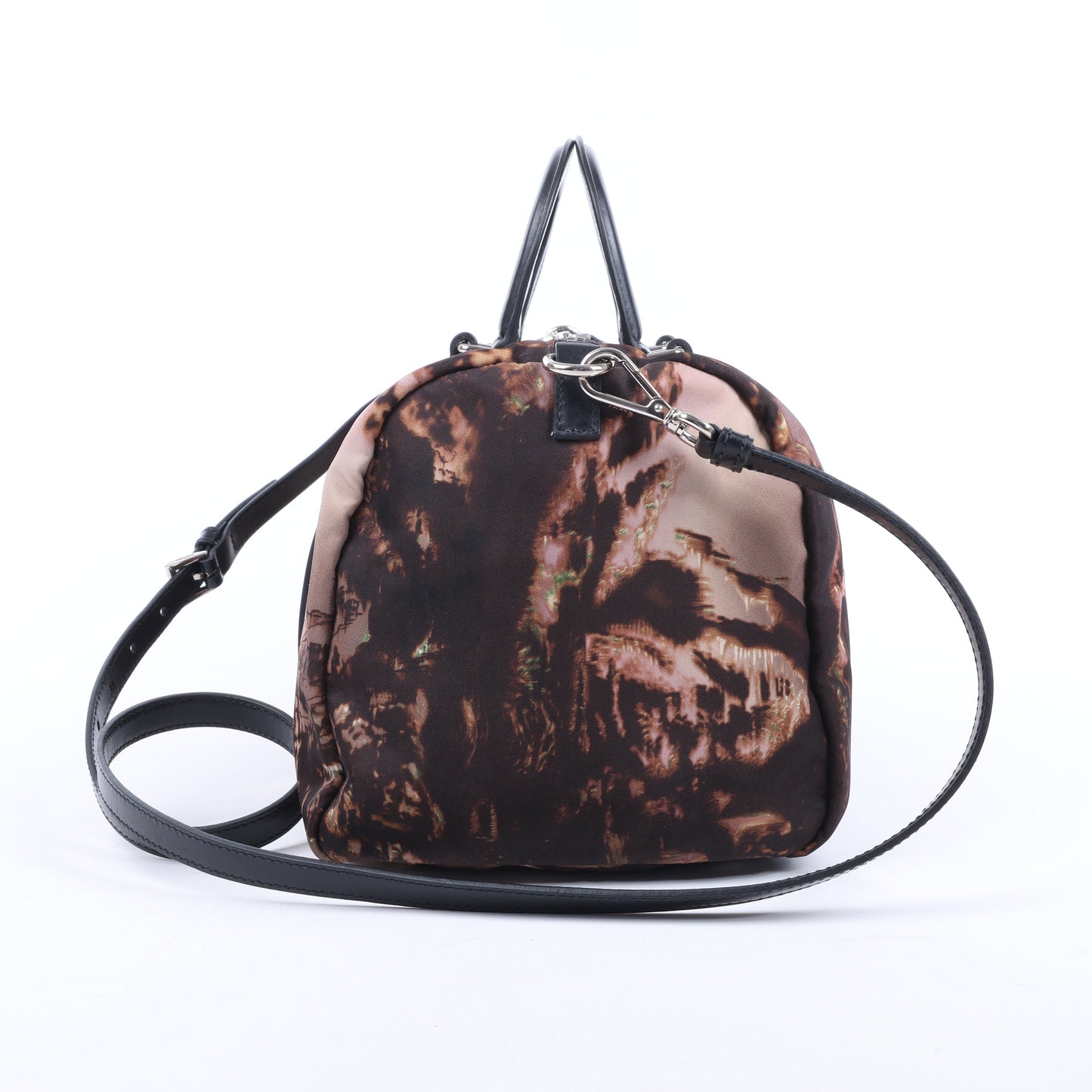 Prada Tessuto Stampato Nylon & Leather 2Way Handag in Black x Purple BL0922